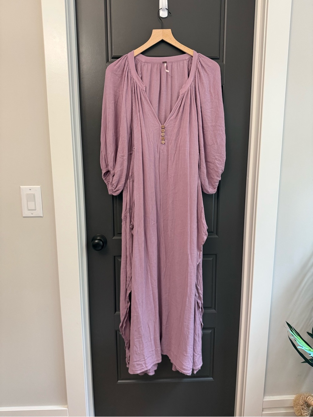 Free People Lavender Button-Paneled Maxi Dress